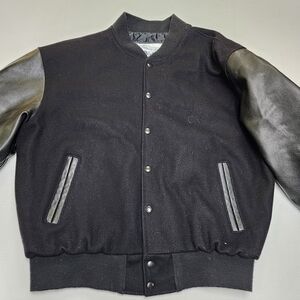 Vintage Excelled Men's Size Large Leather Black Bomber Jacket. Made In The USA.